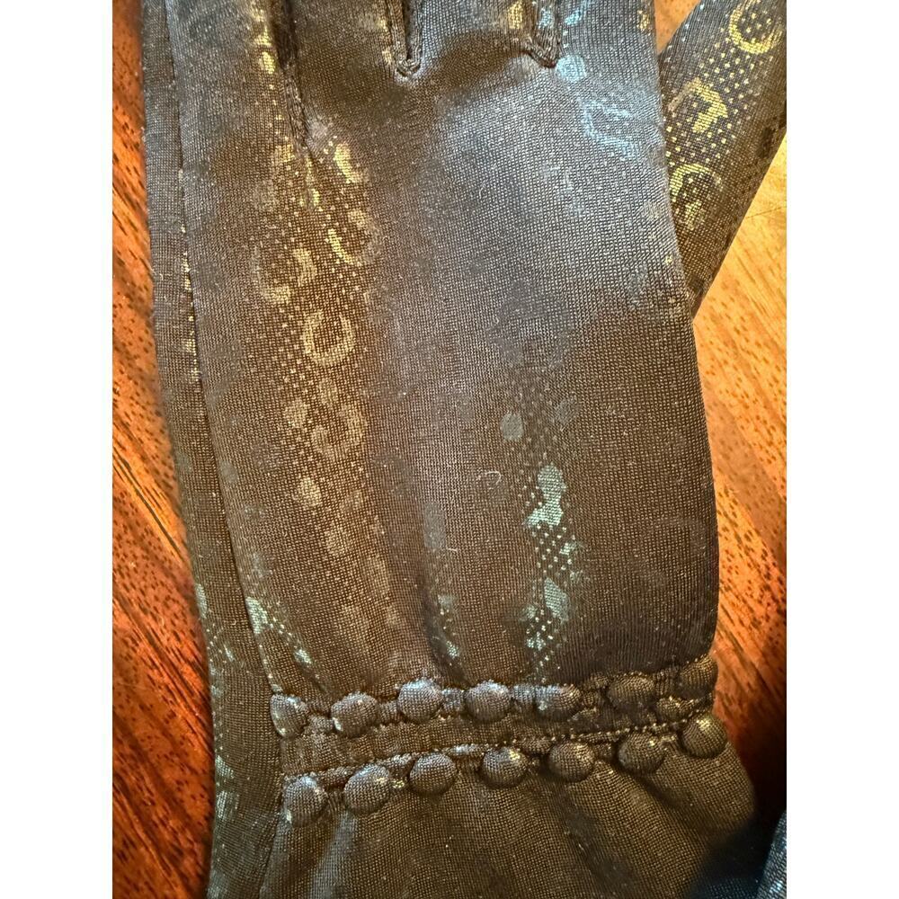 Black Fashion Gloves with Shinny Animal Print Appliquee. Size L. New without tag - Picture 3 of 6
